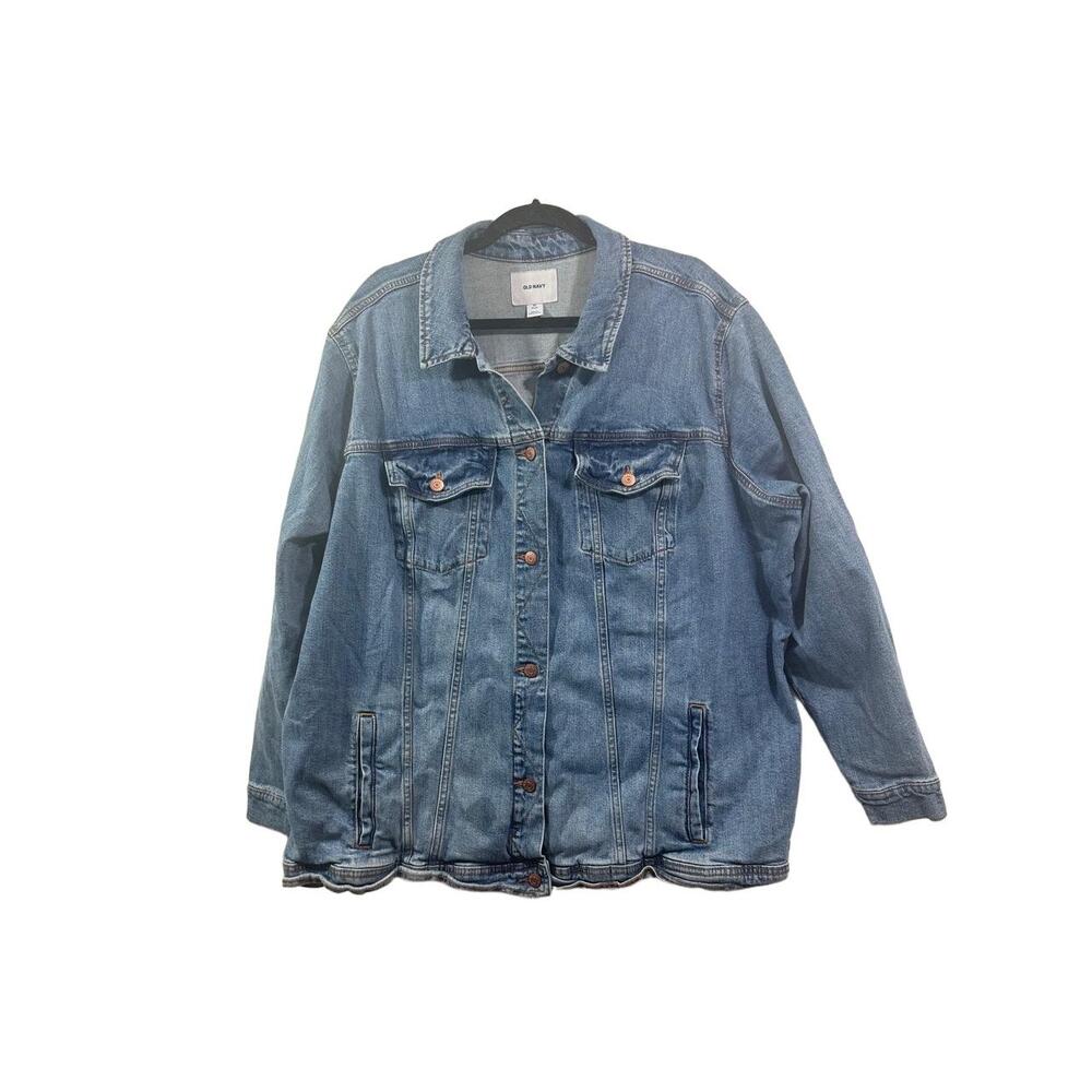 Old Navy Jacket Womans Size 4X Plus Blue Denim Buttoned Front Chest Pockets